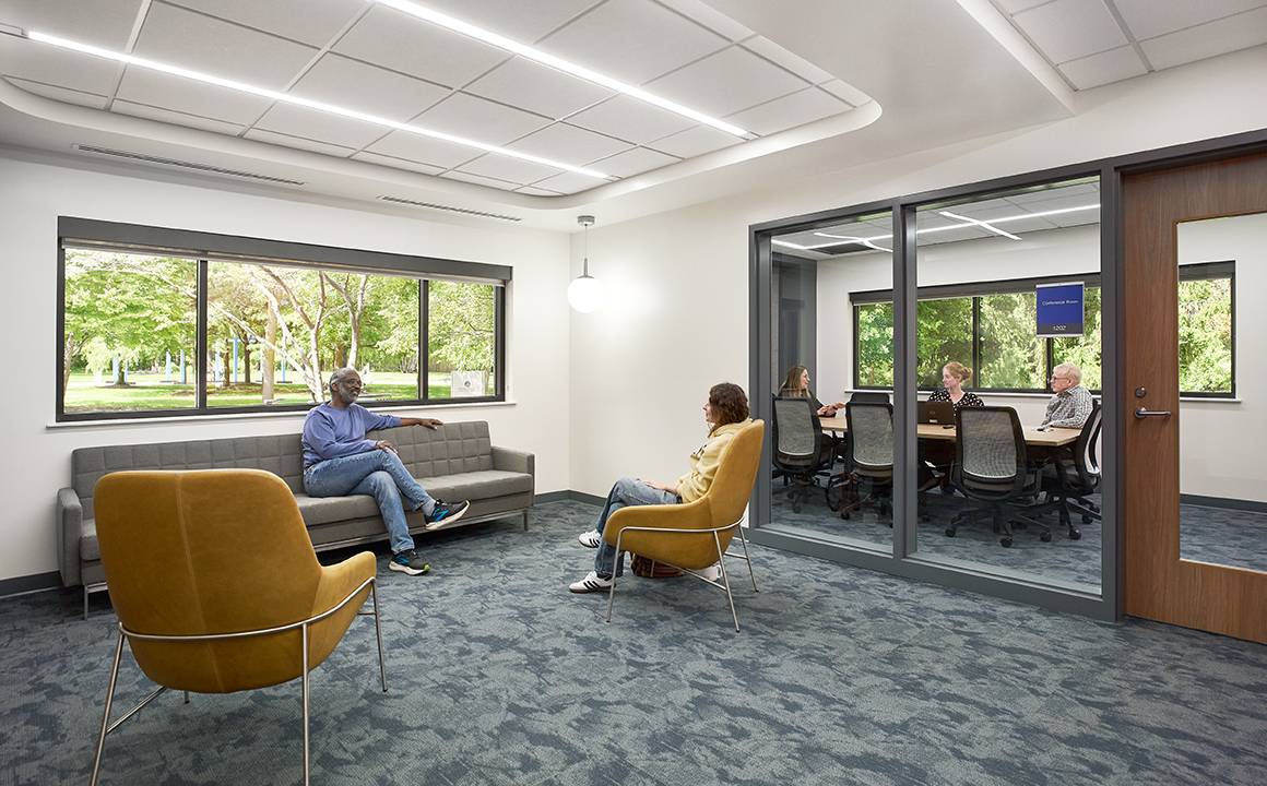 Faculty and students in the Au Sable Lab Waiting Room
